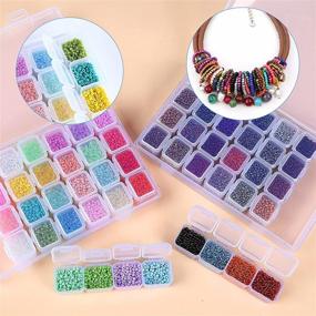 img 3 attached to 📿 52000pcs Bracelet Beads for Jewelry Making Kit - 56 Colors, 2mm Glass Seed Beads with 450pcs Letter Beads - DIY Art and Craft Set with Elastic Strings, Pendants, Needle & Tweezer