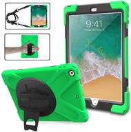 📱 tsq 5th generation ipad case: heavy duty drop protection, 360 degree rotating stand, kidsproof bumper case with multiple straps and green color logo