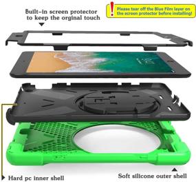 img 3 attached to 📱 TSQ 5th Generation iPad Case: Heavy Duty Drop Protection, 360 Degree Rotating Stand, Kidsproof Bumper Case with Multiple Straps and Green Color