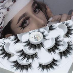 img 2 attached to 😍 Yoblink False Eyelashes Natural Look: 7Pairs Faux Mink Lashes Pack with Glue, Short Natural Wispy Lashes for an Authentic Look (7Pair D)