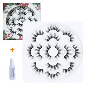 img 4 attached to 😍 Yoblink False Eyelashes Natural Look: 7Pairs Faux Mink Lashes Pack with Glue, Short Natural Wispy Lashes for an Authentic Look (7Pair D)