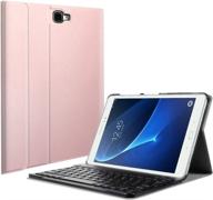 fintie keyboard case for samsung galaxy tab a 10.1 (2016) non-s pen version - slim & lightweight stand cover with detachable wireless bluetooth keyboard, rose gold logo