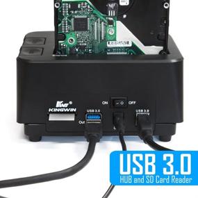 img 1 attached to 📁 Kingwin USB 3.0 Dual Bay SATA/SSD Hard Drive Dock with Offline Clone Function. Supports 2.5”/3.5” SATA HDD/SSD (SATA I/II/III). Built-in USB 3.0 Hub, SD Card Reader. Compatible with 2x8TB Drives & UASP