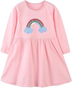 img 2 attached to 🌈 Sparkling Rainbow Sequins Toddler Sleeve Dresses - Girls' Dresses For Eye-Catching Style