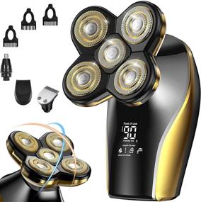 img 4 attached to 🪒 Waterproof Electric Head Shavers for Bald Men - Ultimate Wet and Dry Shaving Experience with 5D Floating Technology, LED Display, and Grooming Kits
