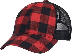 img 1 attached to Plaid Baseball Trucker Outdoor Adjustable Outdoor Recreation for Outdoor Clothing