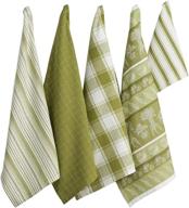 dii assorted pattern kitchen dishtowels & dishcloth set, 18x28 towels & 13x13 dishcloth, in parsley green logo