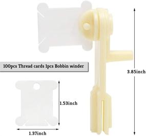 img 3 attached to Plastic Floss Bobbins Set with Bobbin Winder - 100 Pcs for DIY Craft, Embroidery, Cross Stitch, Sewing Storage in White