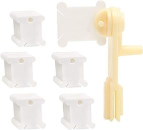 img 4 attached to Plastic Floss Bobbins Set with Bobbin Winder - 100 Pcs for DIY Craft, Embroidery, Cross Stitch, Sewing Storage in White