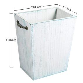 img 2 attached to 🗑️ LIANTRAL Rustic Farmhouse Wood Trash Can - Retro Metal Handles Bin for Bathroom, Office, Bedroom, Living Room