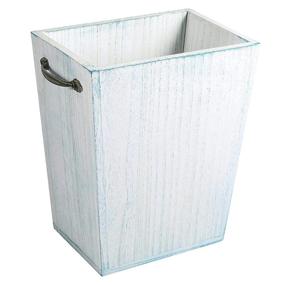 img 4 attached to 🗑️ LIANTRAL Rustic Farmhouse Wood Trash Can - Retro Metal Handles Bin for Bathroom, Office, Bedroom, Living Room