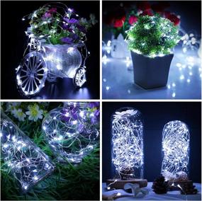 img 2 attached to 🔋 4 Pack 33FT 100 LED Fairy Lights Battery Operated with Remote, 8 Modes Waterproof Silver Wire Firefly String Lights for Bedroom, Christmas Party, Wedding, Garden, Home Decor (Cool White)