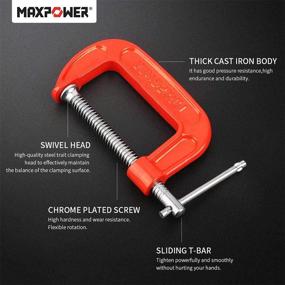 img 2 attached to 🔧 MAXPOWER 3 Inch Clamps Opening 4 Pieces: Ultimate Holding Power for Any Project