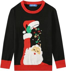 img 4 attached to Ugly Christmas Sweater for Kids - SSLR Youth Big Boys Holiday Santa Claus Pullover Sweater