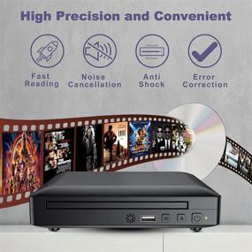img 1 attached to 📀 Thin All Region Free Mini DVD Player: 1080P Full HD with HDMI/AV Output - PAL/NTSC Compatible - USB Compatible