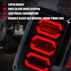 img 3 attached to 🚨 Xprite Smoked Lens Red LED Tail Lights for Jeep Wrangler JK JKU (2007-2018) - G3 Diamond Series: Brake Light, Turn Signal & Back-Up Taillight Assembly