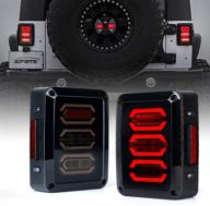 🚨 xprite smoked lens red led tail lights for jeep wrangler jk jku (2007-2018) - g3 diamond series: brake light, turn signal & back-up taillight assembly logo