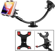 📱 ipow upgraded truck phone mount holder universal 11-inch long arm windshield dashboard car mount cradle with adjustable x clamp and ultra dashboard base for smartphones logo