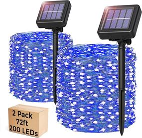 img 4 attached to Long-lasting Solar Powered Blue Fairy Lights: Waterproof 2Pack Outdoor String Lights with 8 Modes - Ideal for Garden, Yard, Christmas Decoration