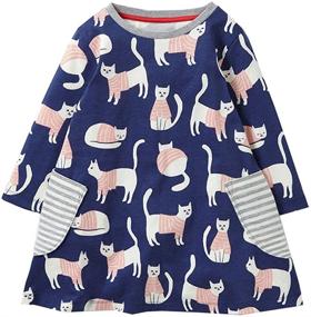 img 4 attached to Cute Little Baby Girl Animal Cat Spring/Autumn Long Sleeve Top Dress Shirt - Size 6T/130cm - 10#manycat: A Charming Cat-Themed Outfit for Your Little One!