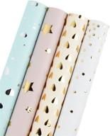 wrapaholic polka dots/stars/hearts wrapping paper roll combo - ideal for birthday, mother's day, valentine's day, wedding, baby shower - pack of 4 rolls - 30 inch x 120 inch each logo