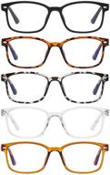 👓 protect your eyes with hapigoo: 5 pack blue light blocking reading glasses for women and men, lightweight square eyeglasses logo