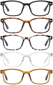 img 4 attached to 👓 Protect Your Eyes with Hapigoo: 5 Pack Blue Light Blocking Reading Glasses for Women and Men, Lightweight Square Eyeglasses