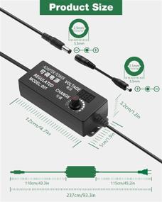 img 1 attached to 🔌 JOVNO Универсальный блок питания 3V-24V 2A 48W, регулируемый переменного тока/постоянного тока адаптер, 100~240V переменного тока к 5V 9V 12V 15V 19V 20V постоянного тока с LED-дисплеем, 14 разъемами и 1 кабелем для инвертирования полярности, для светодиодных лент, моторов и динамиков.