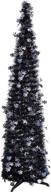 versatile 5ft collapsible halloween tree: pop up pencil slim xmas tree for small spaces, aparment, store, office; ideal for halloween & christmas decoration (new black) logo