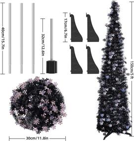 img 2 attached to Versatile 5FT Collapsible Halloween Tree: Pop Up Pencil Slim Xmas Tree for Small Spaces, Aparment, Store, Office; Ideal for Halloween & Christmas Decoration (New Black)