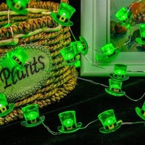 img 1 attached to 🍀 Vibrant KAiSnova St. Patrick's Day Leprechaun Hat String Lights: 10FT 30 LEDs Battery Powered with Remote - Green Irish Decorative Lights for Festive Bedroom Indoor Outdoor Decorations and Parties