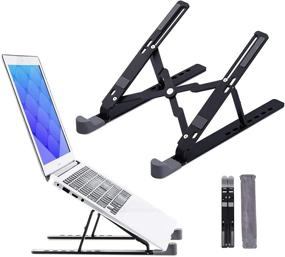 img 4 attached to 🖥️ Laptop Stand - Lightweight Aluminum Adjustable Ergonomic Foldable Portable Tablet Holder for 10&#34; to 15.6&#34; Notebook Computers - Black