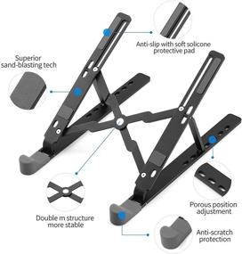 img 3 attached to 🖥️ Laptop Stand - Lightweight Aluminum Adjustable Ergonomic Foldable Portable Tablet Holder for 10&#34; to 15.6&#34; Notebook Computers - Black