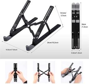 img 2 attached to 🖥️ Laptop Stand - Lightweight Aluminum Adjustable Ergonomic Foldable Portable Tablet Holder for 10&#34; to 15.6&#34; Notebook Computers - Black