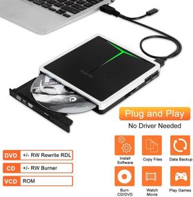 img 3 attached to 📀 Guamar USB 3.0 USB C External CD DVD Drive - High-Speed Burner for Laptop Mac PC Windows - Supports SD/TF Cards, 2 USB 3.0 Transfers - Silver