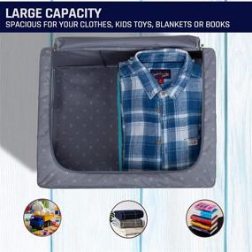 img 3 attached to 🧺 Spacious Grey Clothes Storage Bag Organizer with Reinforced Handle, Thick Fabric- Ideal for Clothes, Blankets, Toys, Books 60 L, Sturdy Zipper, Clear Window