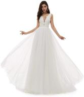 🏻 leyidress a-line bridal gown: elegant beach wedding dress in ivory pearl tulle for women logo