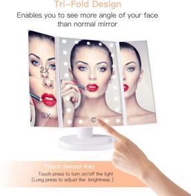 img 2 attached to BESTOPE Makeup Vanity Mirror with Lights - 2X/3X Magnification, 21 LED Lighted Mirror - Touch Screen, 180° Adjustable Rotation - Dual Power Supply, Portable Trifold Mirror