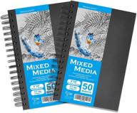 📚 lytek mixed media paper sketchbook, pack of 2- 6x9 hardcover sketchbooks, 117lb/190g with 100 sheets of acid-free paper, spiral bound sketchbooks ideal for pen, color pencil, and light wash wet media logo