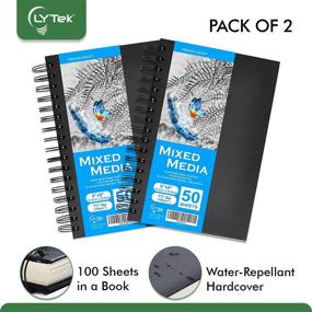 img 1 attached to 📚 LYTek Mixed Media Paper Sketchbook, Pack of 2- 6x9 Hardcover Sketchbooks, 117lb/190g with 100 Sheets of Acid-Free Paper, Spiral Bound Sketchbooks Ideal for Pen, Color Pencil, and Light Wash Wet Media