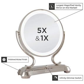 img 1 attached to 💄 Zadro Polished Nickel Surround Light Dual Sided Glamour Vanity Mirror: Enhance Your Beauty with 5X / 1X Magnification