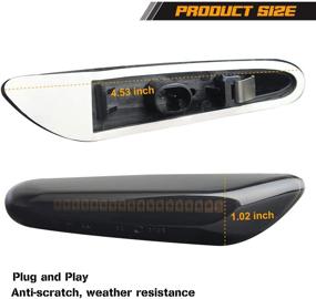 img 1 attached to Последовательные боковые маркеры-поворотники LED NDRUSH для BMW E90 E91 E92 E93 E46 E53 X3 E83 X1 E84 E81 E82 E87 E88, дымчатая линза, упаковка из 2 шт.