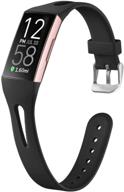 🔲 ouwegaga compatible fitbit charge 4 bands: black small wristbands for women & men logo