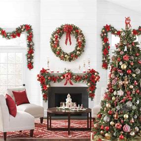 img 3 attached to 🎄 6 FT Artificial Christmas Garland: Portico Green Decor for Outdoor & Indoor - Red Pine Greenery Ideal for Christmas, Wedding & Party Decorations