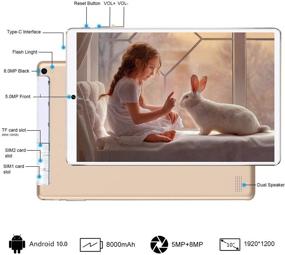 img 2 attached to AOYODKG 2 in 1 Tablet: 10.1 inch Android 10.0, 4GB RAM 📱 64GB ROM, Keyboard Mouse, Dual SIM 4G/WiFi, 8000mAh, GPS, Bluetooth: Google Certified Tablet