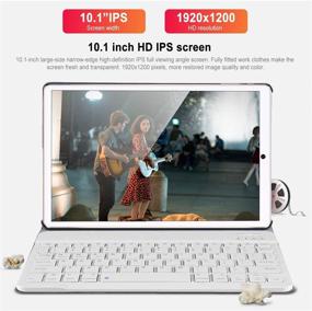 img 1 attached to AOYODKG 2 in 1 Tablet: 10.1 inch Android 10.0, 4GB RAM 📱 64GB ROM, Keyboard Mouse, Dual SIM 4G/WiFi, 8000mAh, GPS, Bluetooth: Google Certified Tablet