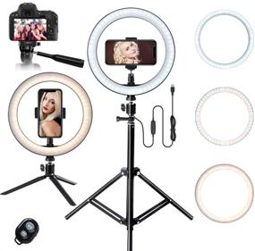 img 4 attached to 📸 Farwix 10" Selfie Ring Light with Tripod Stand & 2 Phone Holders: Perfect Lighting Solution for Photography, Makeup, Live Stream Video, YouTube, iPhone, Android