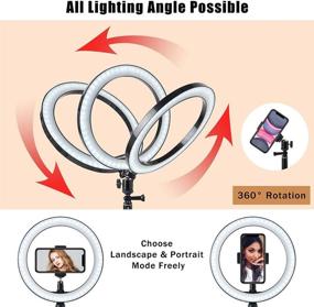 img 3 attached to 📸 Farwix 10" Selfie Ring Light with Tripod Stand & 2 Phone Holders: Perfect Lighting Solution for Photography, Makeup, Live Stream Video, YouTube, iPhone, Android