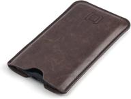 dockem executive sleeve for iphone 11 pro (5.8) & iphone xs/x - slim vegan leather case in vintage brown shade with microfiber lining - slightly padded, simplistic slip-on design logo