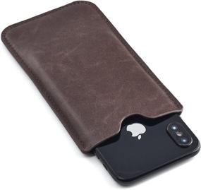 img 3 attached to Dockem Executive Sleeve for iPhone 11 Pro (5.8) & iPhone Xs/X - Slim Vegan Leather Case in Vintage Brown Shade with Microfiber Lining - Slightly Padded, Simplistic Slip-on Design